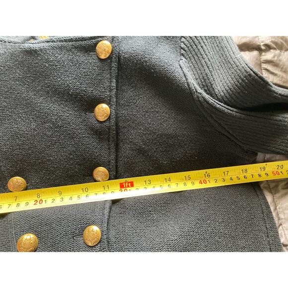 LAUREN RALPH LAUREN dark blue sweater gold buttons and trim sz M military style - Picture 7 of 9